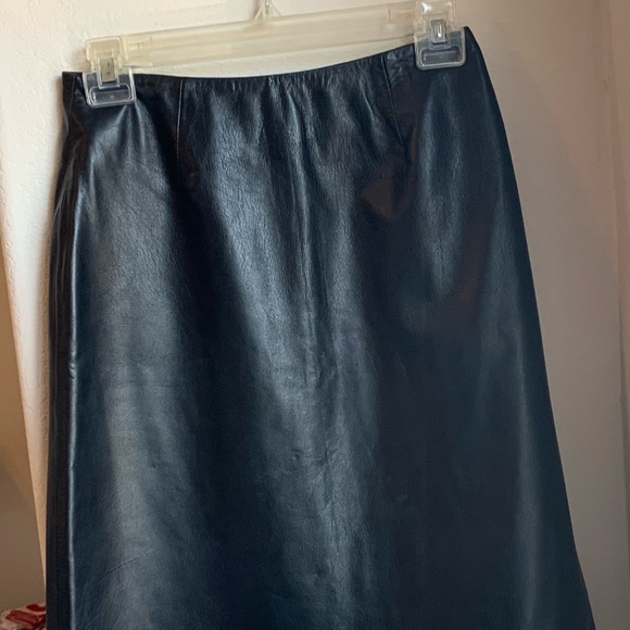 Vintage Black Leather Skirt - Picture 2 of 5
